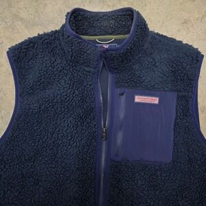 Vineyard‎ Vines Fleece Vest Men's Navy Blue Zip Up Pockets Outerwear
